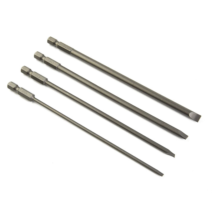 4pcs 150mm Slotted Screwdriver Bit Sets Magnetic Flat Head Screwdriver Bits 1/4 Inch Hex Shank Screw Driver Hand Tools 3-6mm