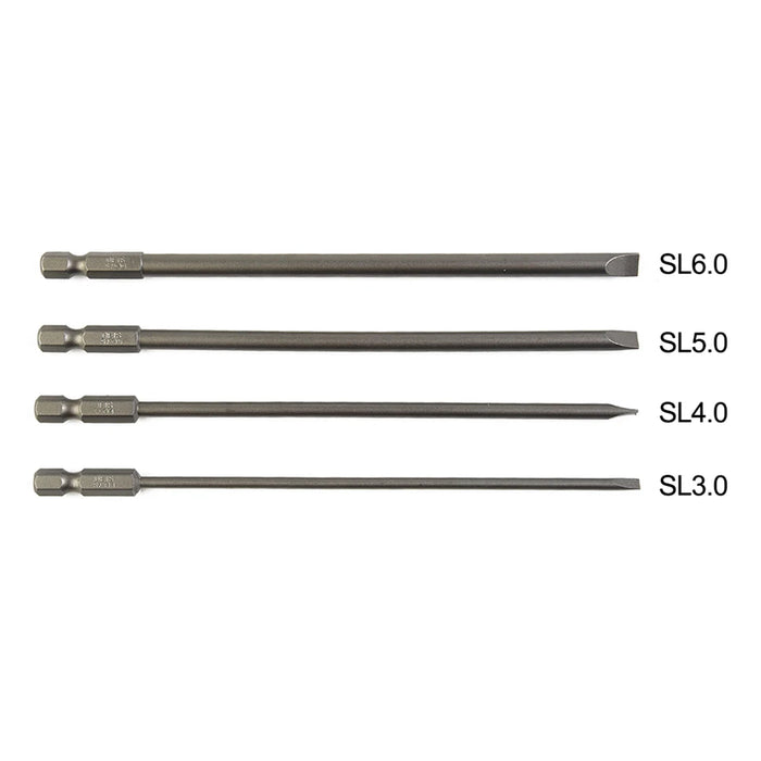 4pcs 150mm Slotted Screwdriver Bit Sets Magnetic Flat Head Screwdriver Bits 1/4 Inch Hex Shank Screw Driver Hand Tools 3-6mm