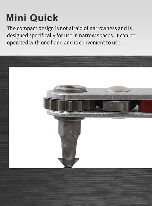 Biaxial front/reverse multifunctional screwdriver - combines an elbow flat-head wrench, cross and slotted heads.
