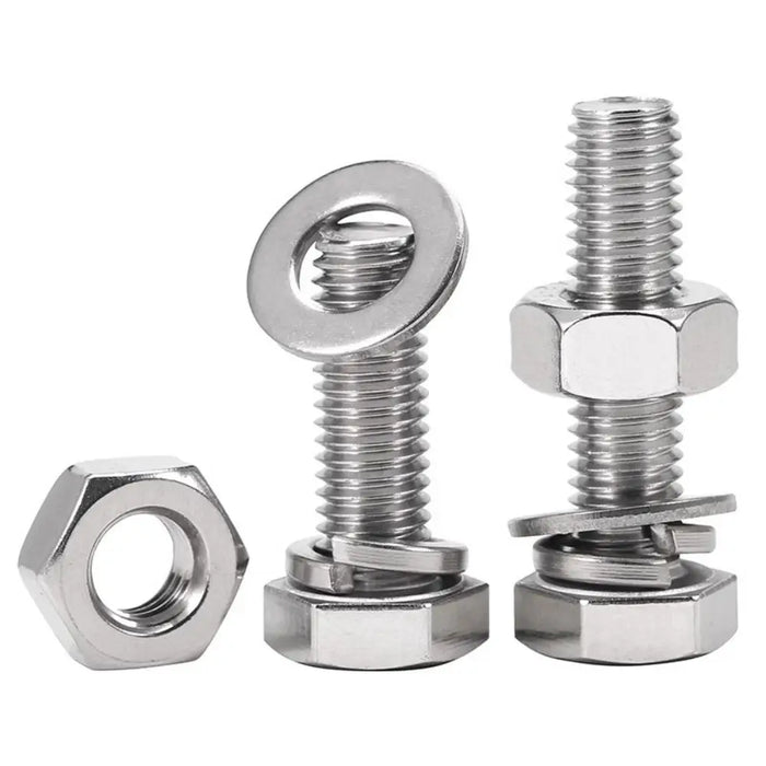 Flat Washer Hex Bolt Round Head Square Neck Hexagon Head Screw Flange Nut Spring Nut 304 Stainless Steel Screw Construction