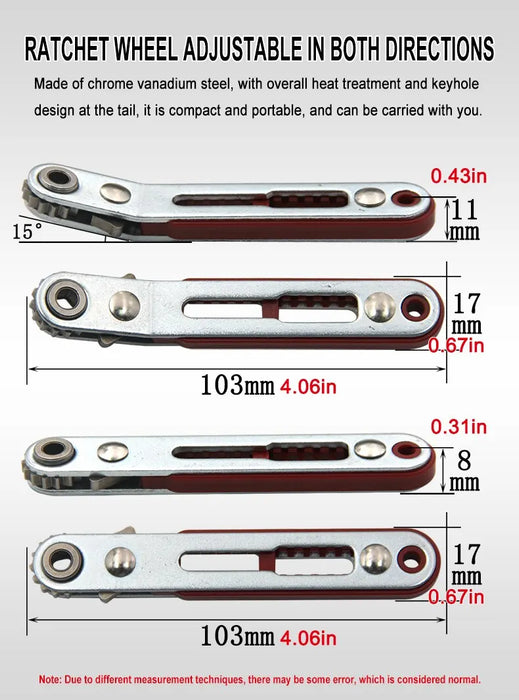 Multifunctional Bidirectional Forward and Reverse Ratchet Screwdriver Elbow Flat Head Wrench Cross Screwdriver Slotted Tool