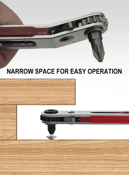 New Multifunctional Bidirectional Forward and Reverse Ratchet Screwdriver Elbow Flat Head Wrench Cross Screwdriver Slotted Tool