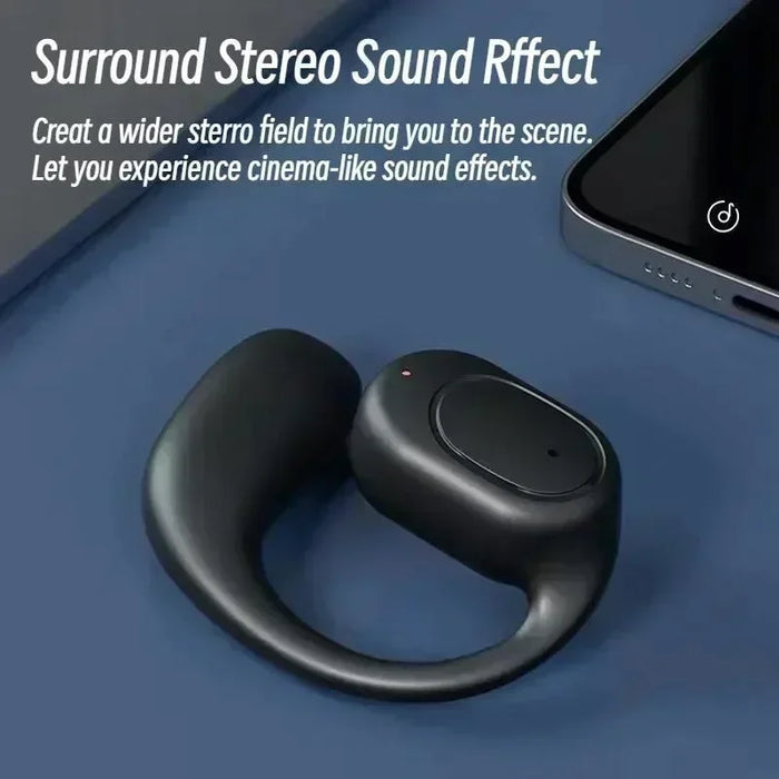 Single Wireless Earphones Air Conduction OWS Headphone HiFi Ear-Hook Music Sports Noise Cancel Headset for All Smartphones