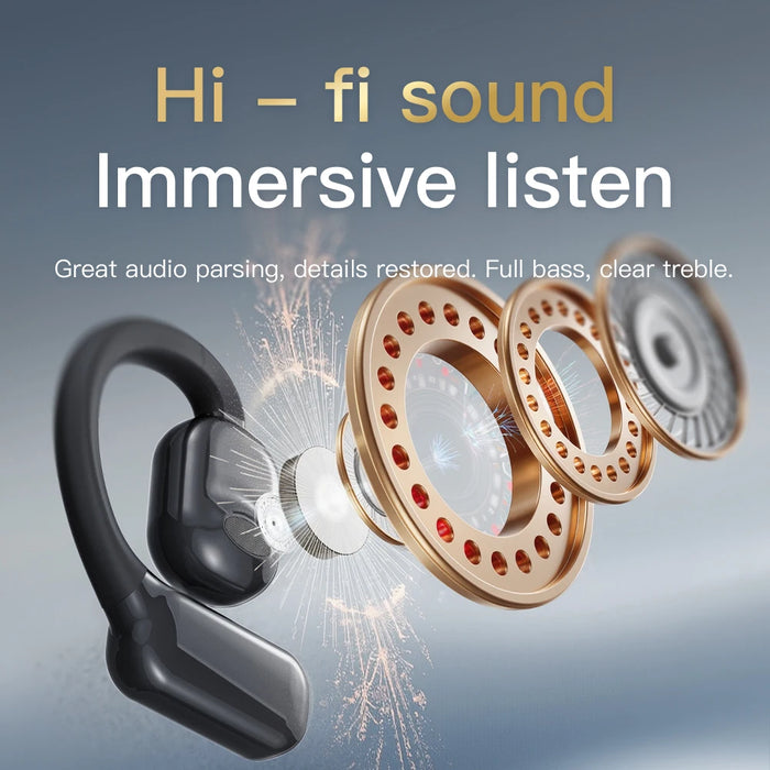 NEW HD Touch Screen Clip-on Earphones HIFI Sounds Wireless Bluetooth Headphones Noise Reduction Headset Sports Earbuds In HD Mic