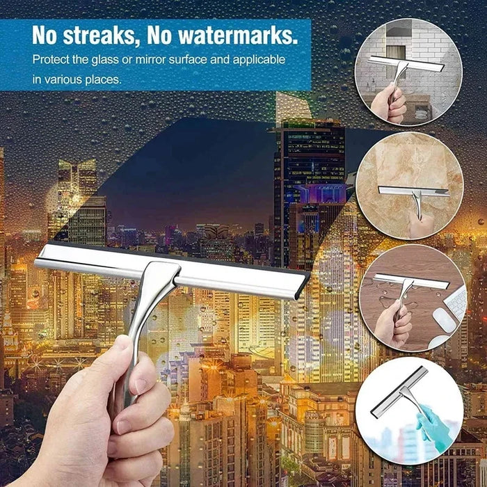 Premium Creative Steel Squeegee For Shower Doors, Bathroom, Window And Car Glass, All-Purpose Cleaning Glass Wiper