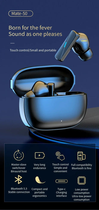 Earbuds True Wireless Earphone Noise Cancelling Update Bluetooth 5.3 Headset HD Music Headphone In-Ear Handsfree With Mic