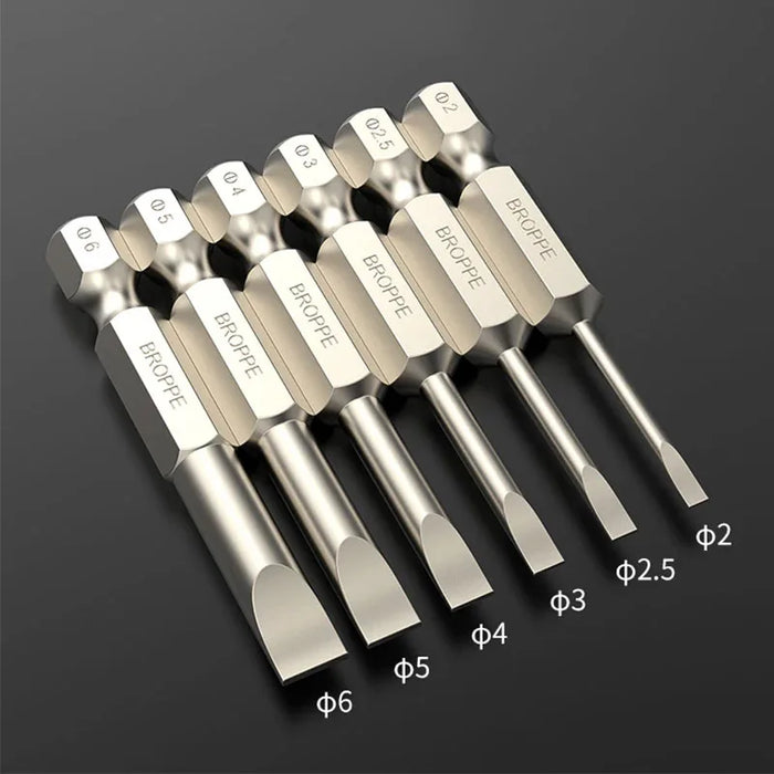Flat Head Screwdriver Bits 50mm/75mm/100mm Long Magnetic Tip Slotted Screwdriver Bits S2 Steel 1/4 Inch Shank Flat Head Bit