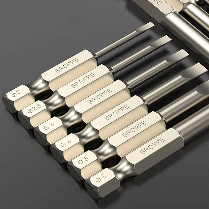 Flat Head Screwdriver Bits 50mm/75mm/100mm Long Magnetic Tip Slotted Screwdriver Bits S2 Steel 1/4 Inch Shank Flat Head Bit
